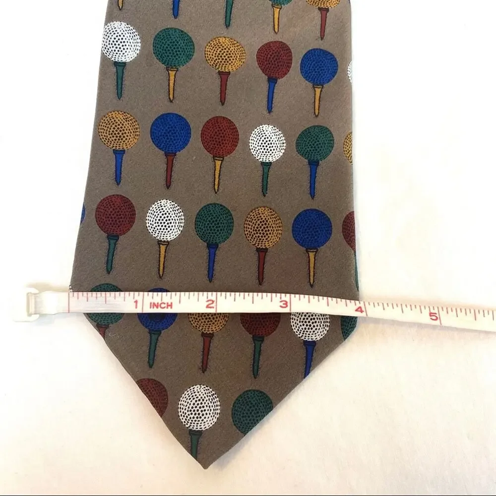 Vintage Vicky Davis Golf Ball Tees Silk Tie Made in USA
